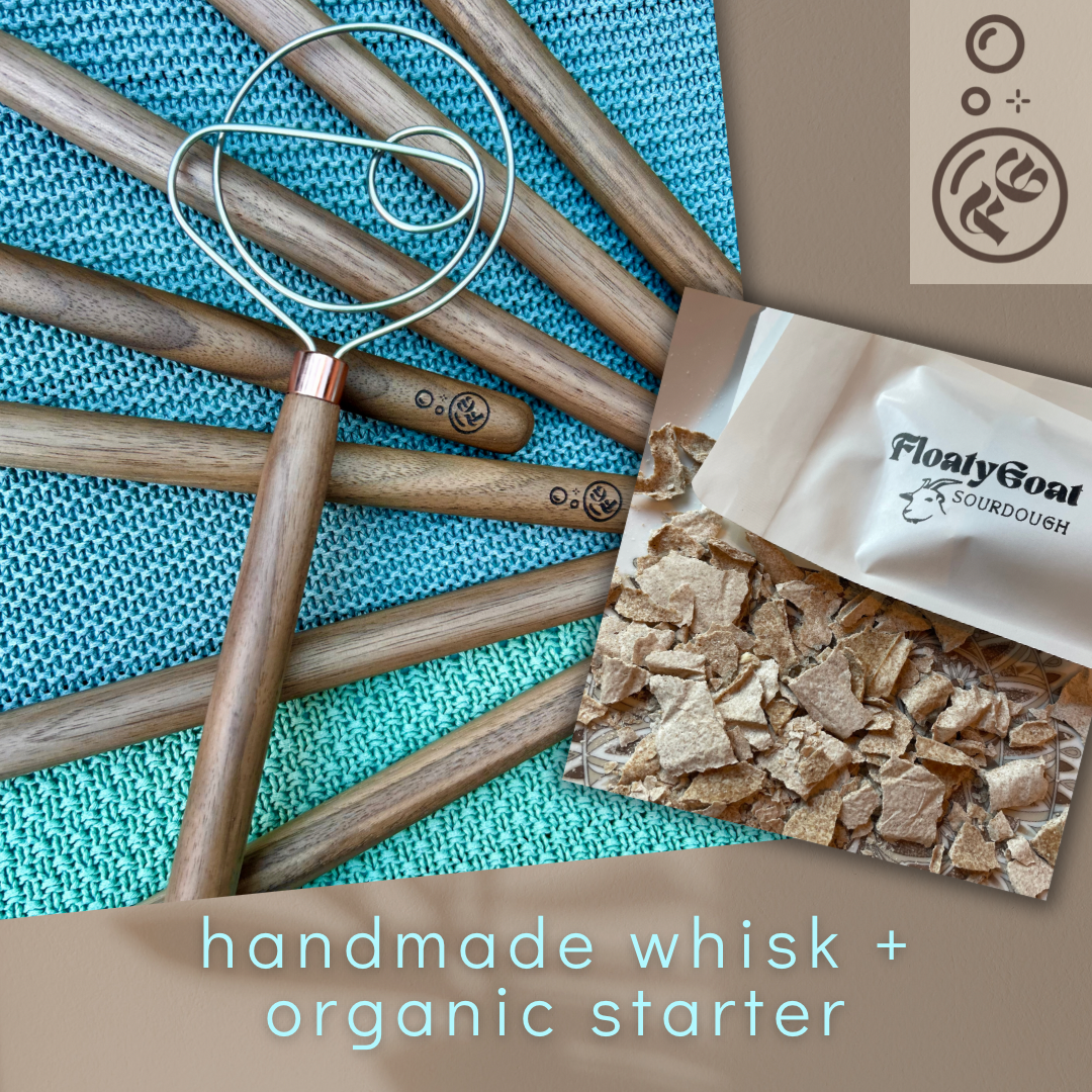 Sourdough Starter & Handmade Dough Whisk / Hook combo pack