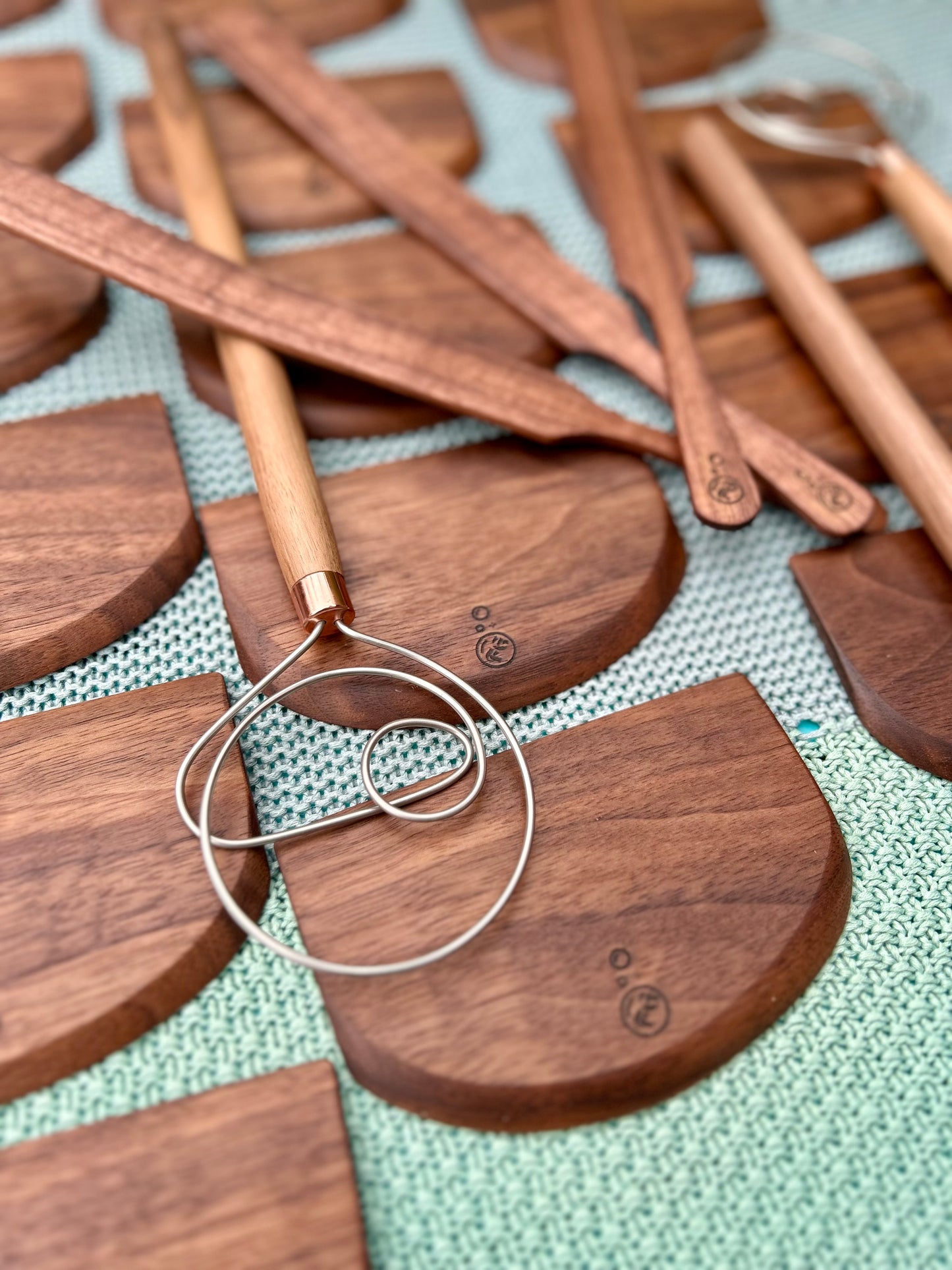 Handmade 3 Piece Wooden Baking Utensil Set - dough hook / whisk, spurtle spatula, and scraper / chopper